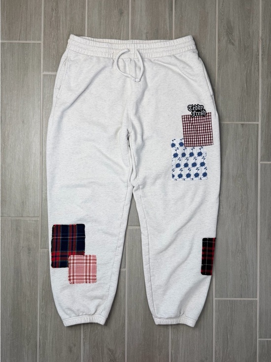 Teddy Fresh Other - Teddy Fresh Gray Patchwork Jogger Sweatpants Drawstring Mens Size Large